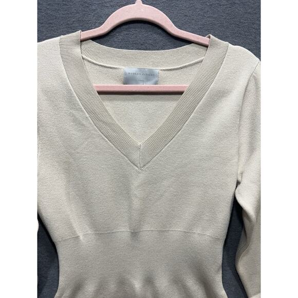 Modern Citizen Off Shoulder V Neck Sweater Knit Midi Dress Beige Sz S NWOT $169 - Picture 7 of 14